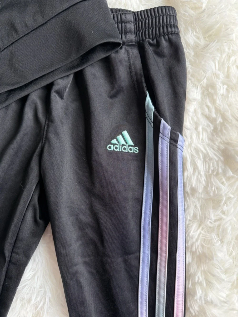 Adidas Toddler Tracksuit Set 2T 3T Black Rainbow Stripe Track Jacket Pants